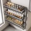 Wall Mounted Suction Cup Shelf Kitchen Spices Essentials Multi-Tier Adjustable Storage Rack No Drill Required