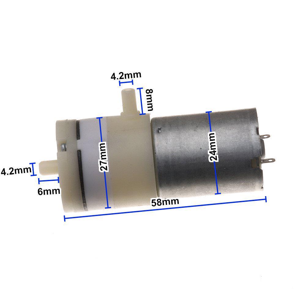 370 DC Воздушный насос: Мини-вакуумный насос, двухпоршневой, DC6V-12V, Максимальное положительное давление 120 кПа, Максимальное отрицательное давление -65 кПа