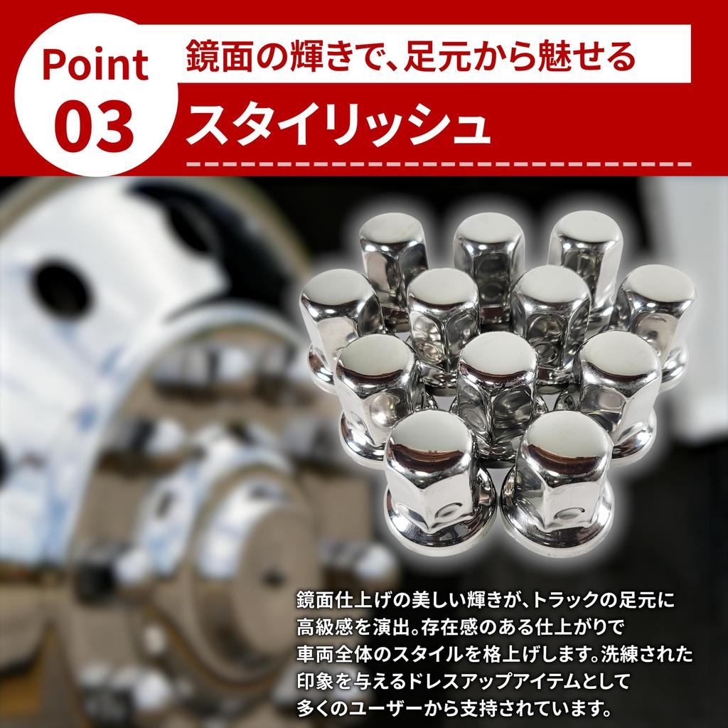 Lezalic Rear Nut Cap, Stainless Steel, Compatible Nuts 1.1 Inches (27 Mm), Height 1.6