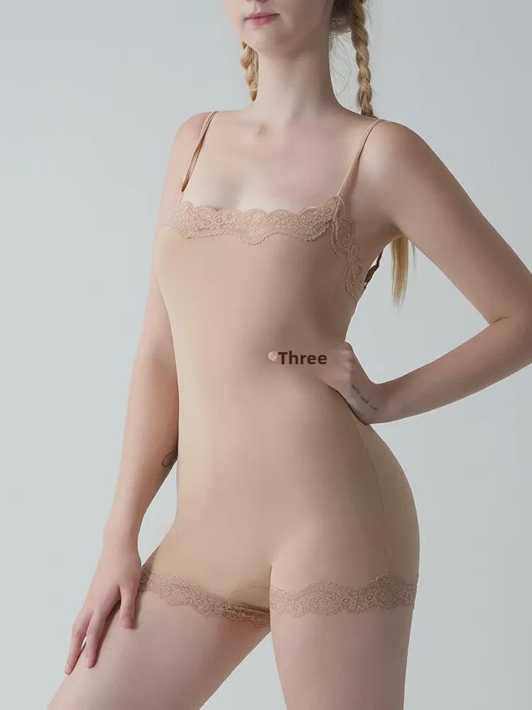 Сексуальный европейский и американский кружевной облегающий комбинезон с открытой спиной, регулируемыми бретелями и дышащим дизайном, приподнимающим бедра