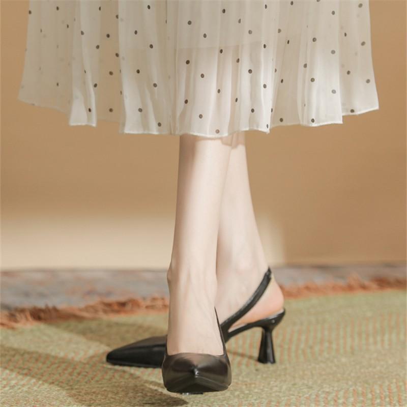 Мода 2024 года, лето, новые внешние сандалии с острым носком, женские простые и универсальные, удобные, легкие, однотонные туфли