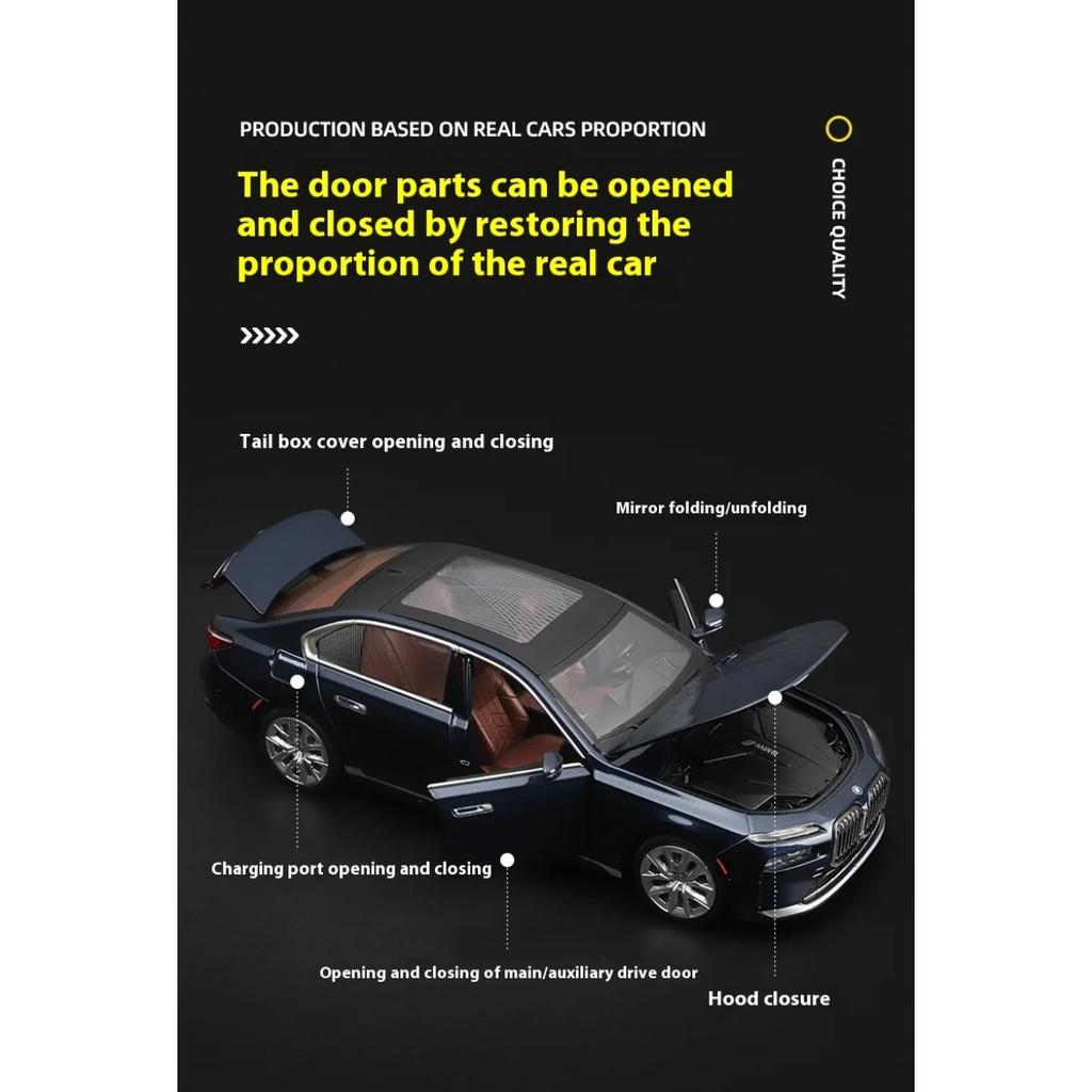 Масштаб 1/24 BMW THE I7 G70 M70L Чистый Электрический Новая Энергия Лимузин Сплав Металл Литой Модель Автомобиля Звук и Свет Украшения Подарок Ребенок