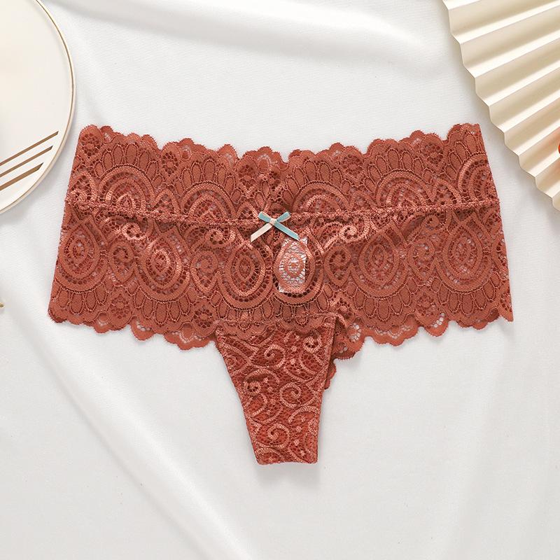 Women Middle Waist Lace Panties Boxer T-back Thongs Ladies G-String Underpants