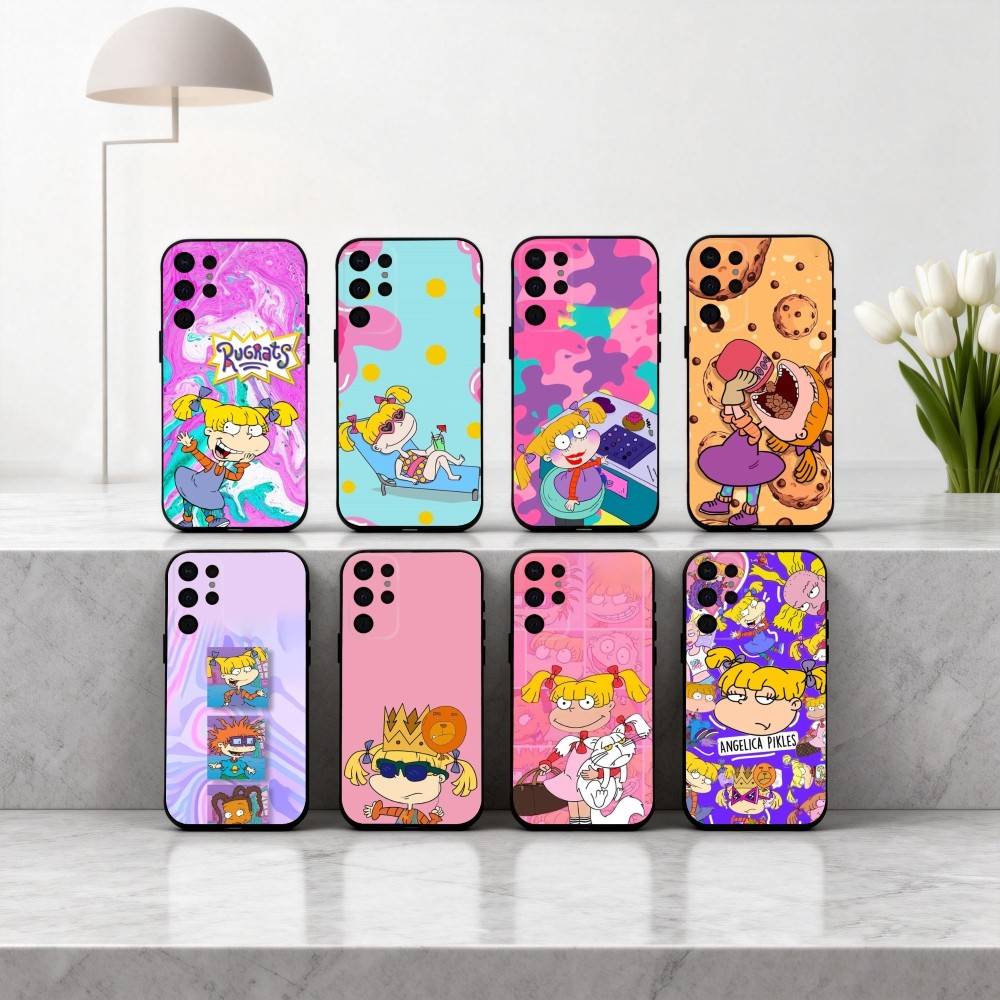 R-Rugrat-T C-Chuckie A-Angelica Phone Case For Samsung S25,24,23,22,30,21,10,9,Ultra,Plus,Lite,FE,4,5 G Soft Black Case