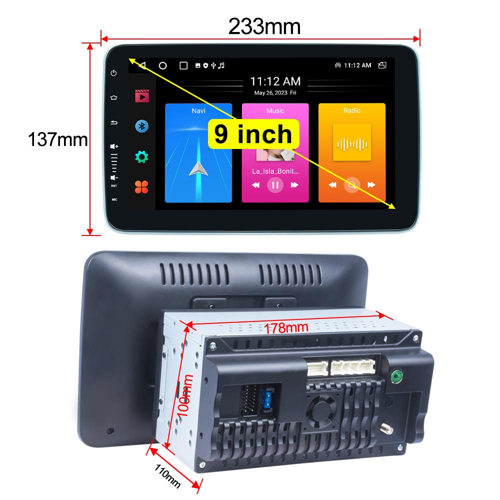 Reakosound 9 Inch Carplay Car Stereo Universal 2Din Android Radio 360 Rotatable Screen Multimedia Player Autoradio Audio