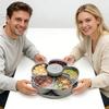 Вращающийся сервировочный поднос с отделениями для закусок, соусов, вечеринок, закусок, вращающийся контейнер для закусок с крышкой, форма цветка, многосекционный органайзер Susan для