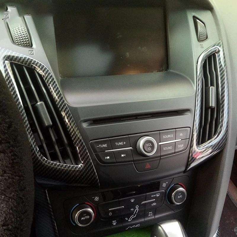 N61R-2PCS For Ford Focus MK3 2012-2014 Carbon Fiber Color ABS Interior Dashboard Air Conditioner Vent Outer Frame Trim