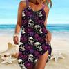 Пляжная одежда Мини-платье с принтом Модная и трендовая юбка-камисоль Повседневное современное платье без рукавов Свободный крой Повседневное летнее платье для улицы