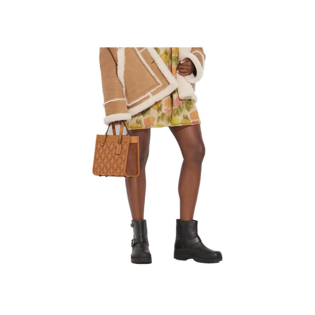 Новая сумка-тоут COACH Field из коровьей кожи, сумка для покупок, сумочка, наплечная сумка, сумка кроссбоди, среднего размера, женская, желтая CD750-V5UWP