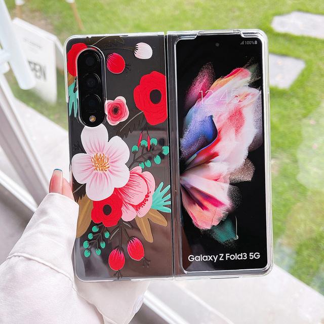 Женский милый красочный чехол для телефона с цветочным рисунком для Samsung Galaxy Z Fold 3 5g, прозрачный жесткий чехол для ПК для Z Fold3