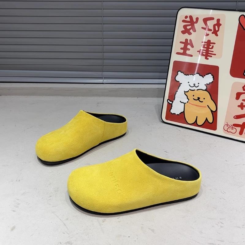 Модные женские модные шлепанцы баотоу Женские модные с круглым носком с глубоким вырезом из замши на мягкой подошве противоскользящие износостойкие туфли на плоской подошве