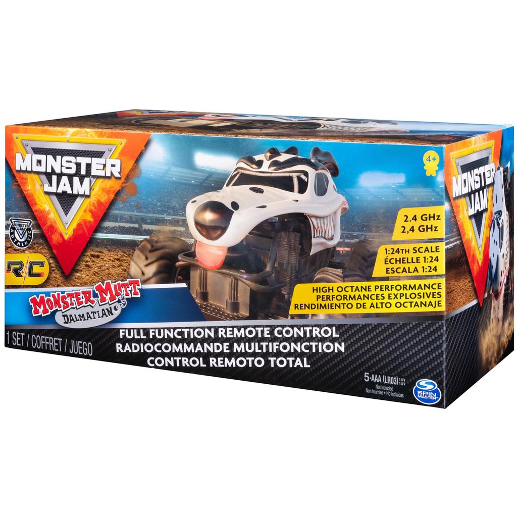 Official Monster Jam Monstermat Dalmatian Remote Control Monster Truck for Boys and Girls, 1:24 Scale, 2.4GHz, Ages 4-6+