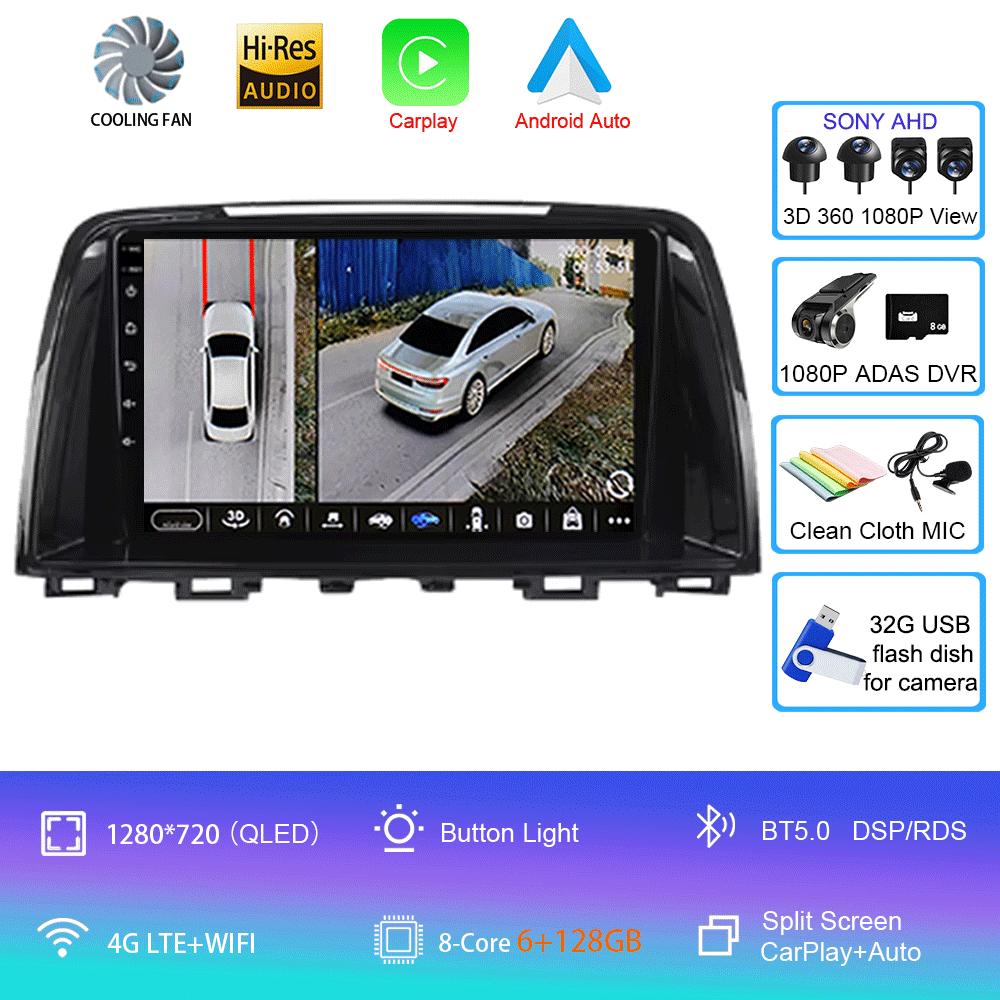 Для Mazda 6 GJ Atenza 2012 2013 2014 2015 2016 2017 Android 14 Carplay Auto Автомобильный мультимедиа Все-в-одном Автомобильный радиоприемник видеоплеер GPS