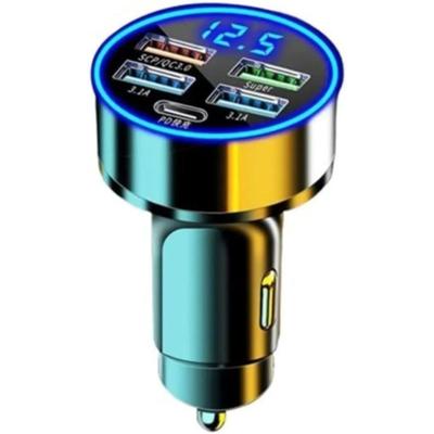 Автомобильное зарядное устройство USB-адаптер LED-монитор напряжения 4USB+PD Адаптер прикуривателя USB C Совместимо с Android/iPhoneПланшетамиУстройствами