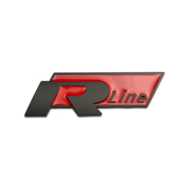 1Pc Metal Rline Emblem Car Front Grille Badge Rear Trunk Sticker for BORA CC GOLF JETTA MK4 PASSAT Polo SR32 Lavida