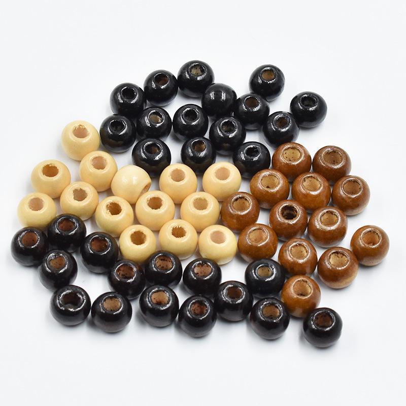 Деревянные бусины ручной работы из клена с большим отверстием 10 мм - Бочкообразные бусины в коричневых тонах для изготовления украшений своими руками