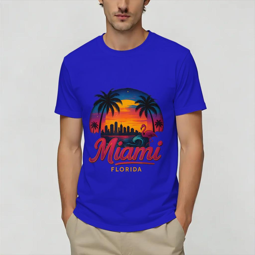 Винтажная футболка Unisex Miami Vices Крутые футболки с коротким рукавом и круглым вырезом Чистый хлопок Идея для подарка Одежда