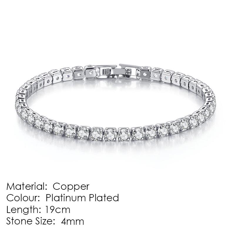 Women's Gold-Plated Zircon Tennis Bracelet - Full Diamond Design, Model S5650