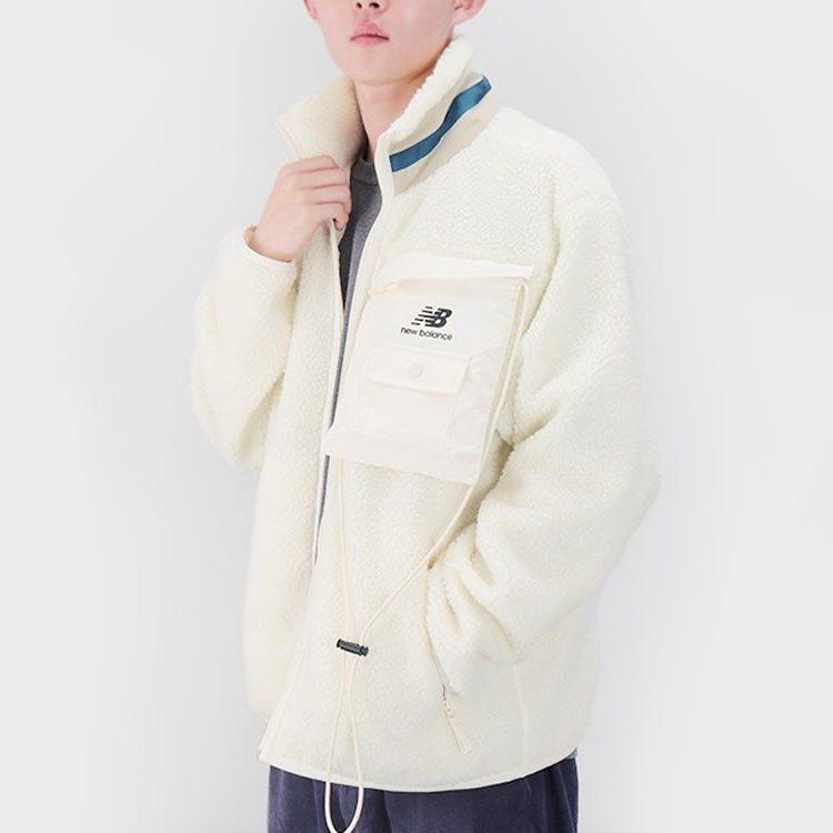 New Balance Коллекция Lifestyle Casual Велюровые пиджаки Унисекс Белый Воротник-стойка Умеренный AMJ13393-MSU