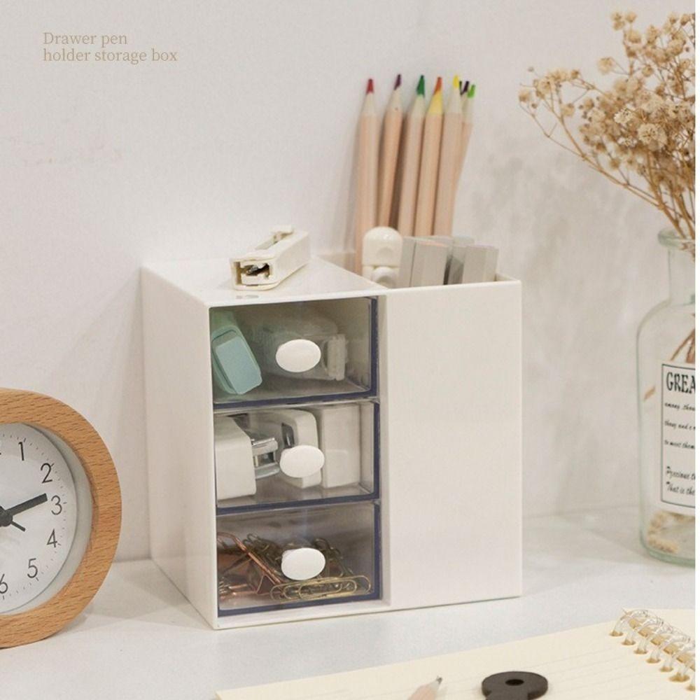 Clear Drawer Student Stationery Storage Box Stackable Jewelry Organizer Box Office