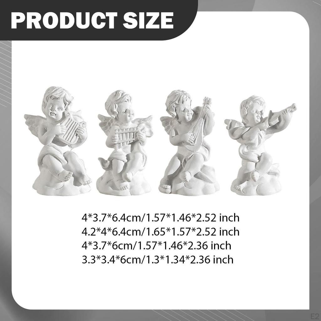 4 шт. Статуэтки херувимов, настольные фигурки, произведения искусства, миниатюрные смоляные музыкальные скульптуры, фигурки маленьких ангелов для