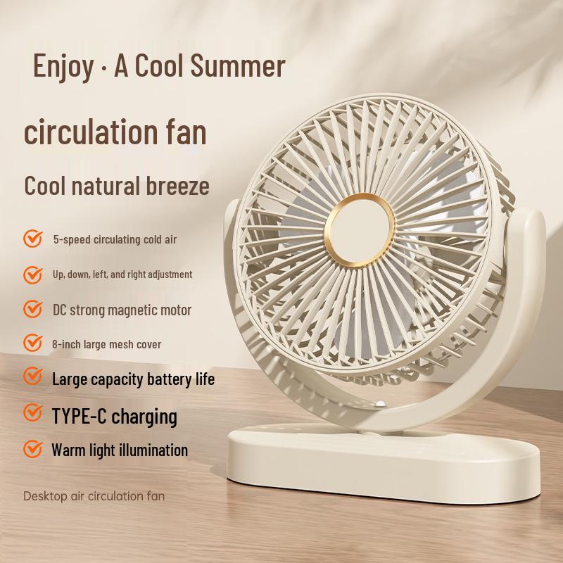 Dual-Head USB Rechargeable Night Light Fan for Air Circulation – Ideal for Outdoor, Dorm, or Office with Long Battery Life
