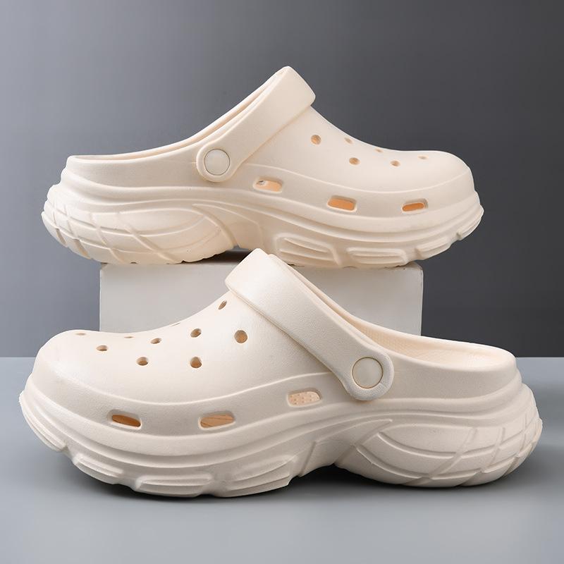 Hole Shoes Men's New Summer Outer Wear Non-slip Wading Cold Slippers Thick-soled Two-wear Slippers