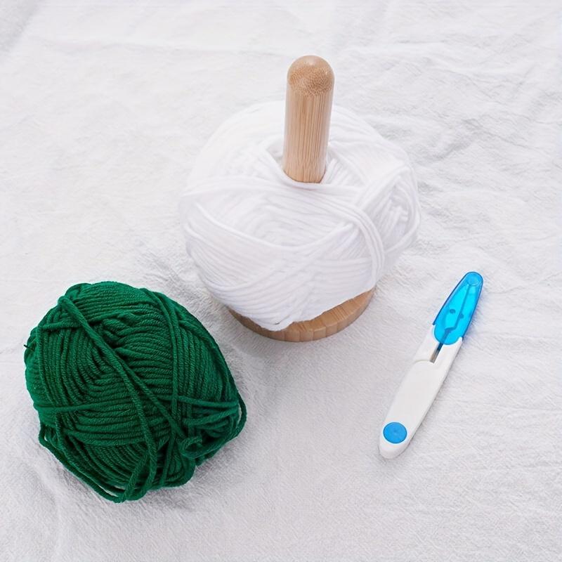 Bamboo Wood Knitting & Crochet Skein Spool Holder - Rotating Spool with Sturdy Base, Smooth Spinning Yarn Ball Winder for Knitting Needles, Crochet