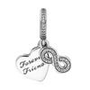 PAndora 791948cz Forever Friends Heart Pendant And Dangle Silver Charm