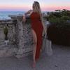 EDOLYNSA 2024 Kintted Cover Up Beach Сексуальная Холтер Без Рукавов Прозрачный Макси Разрез Bodycon Летнее Платье Бикини Прикрытия Элегантный Холтер Пляжное Платье