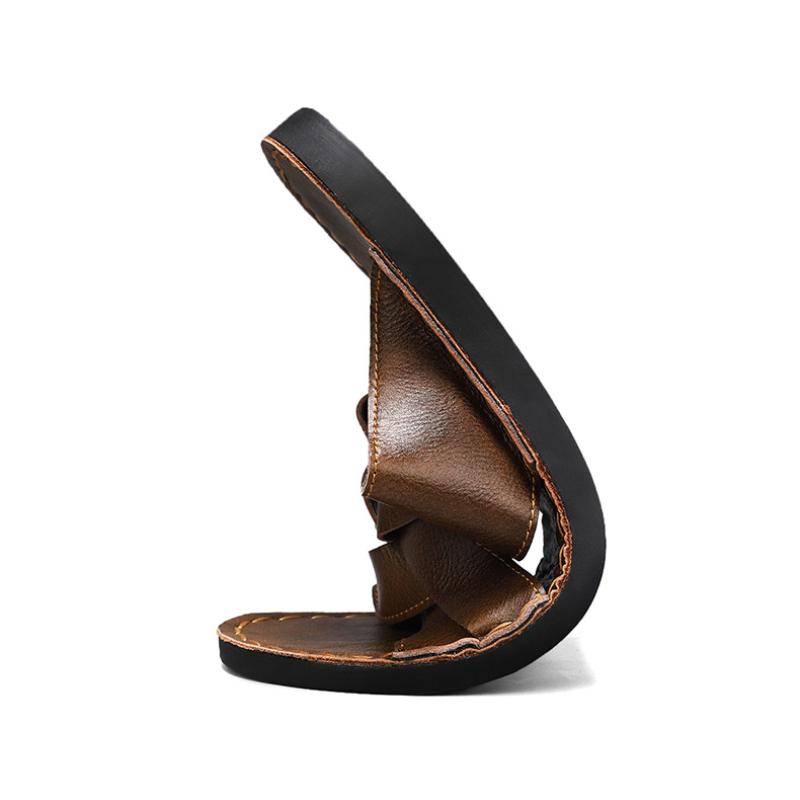 Summer Men High Quality Comfortable Non Slip Leather Slippers Casual Simple Open Toe Mules Sandals for Outdoor Walking Beach Home Daily Use