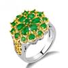 Luxury Emerald Two Tone Electroplated Flower Ring Shape Lady Dance Party Rings Statement Jewelry For Women