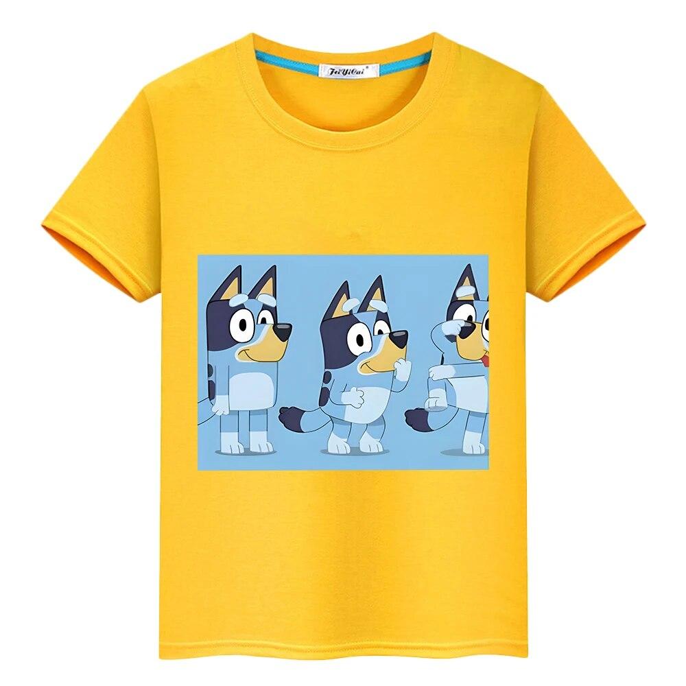 Футболка из 100% хлопка с собакой Blueys, футболки с аниме для мальчиков, цельная футболка y2k, футболка Blueys, короткие топы с британскими героями мультфильмов, детская одежда для девочек