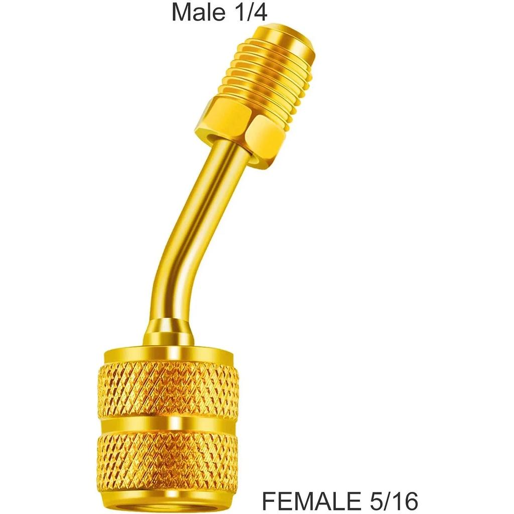 2pcs R410A Adapter 5/16 Inches SAE Female To 1/4 Inches SAE Male Flare for Air Conditioners HVAC