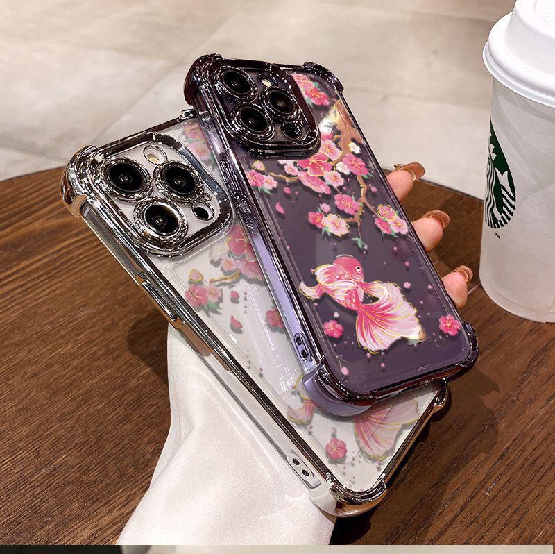 Розовый чехол с цветком коиДля VIVO V60 V40 V50 Lite Y03 Y27S Y28 Y28S Y04 Y21 Y31 Y33S Y21S Y17S Y36 5G V30 Pro Мягкий прозрачный чехол