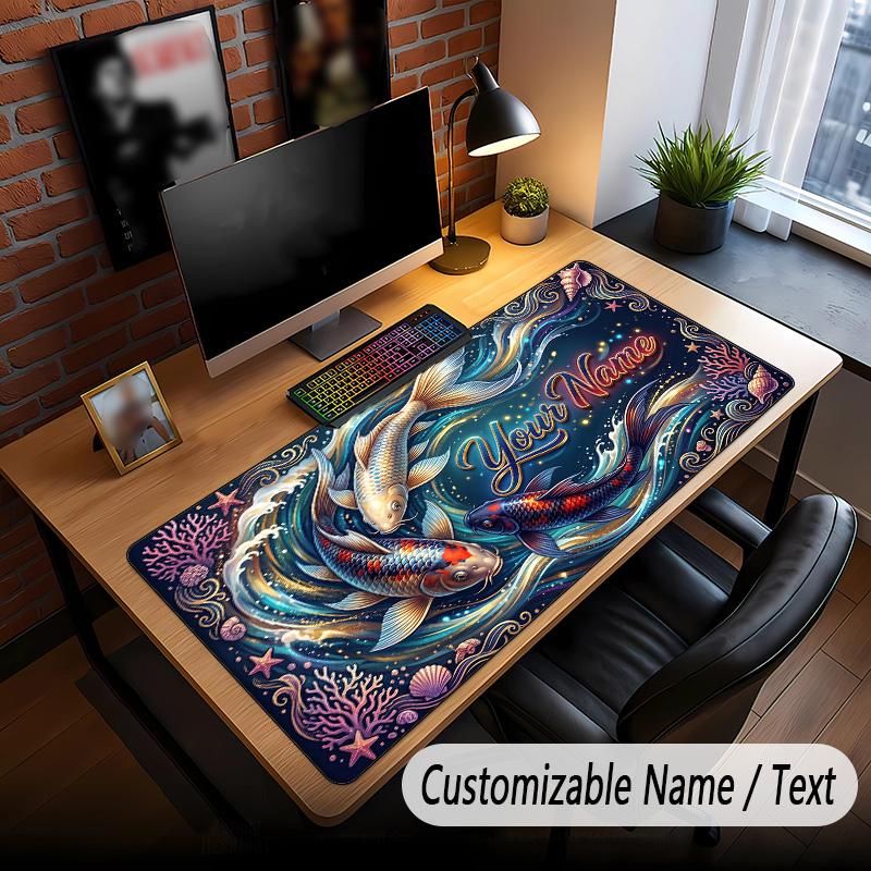 Fish Ocean Theme Custom Mouse Pad Personalized With Name Text Customized Desk Mat For Office Home Decor