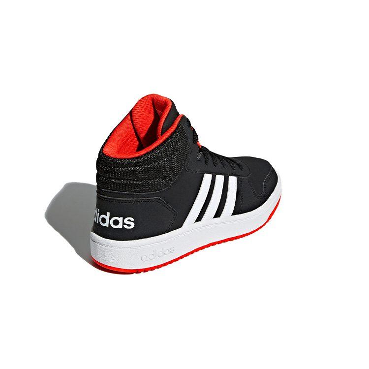 adidas Кроссовки Hoops 2.0 Mid Черные с Красным Высокого Разрешения Детские B75743
