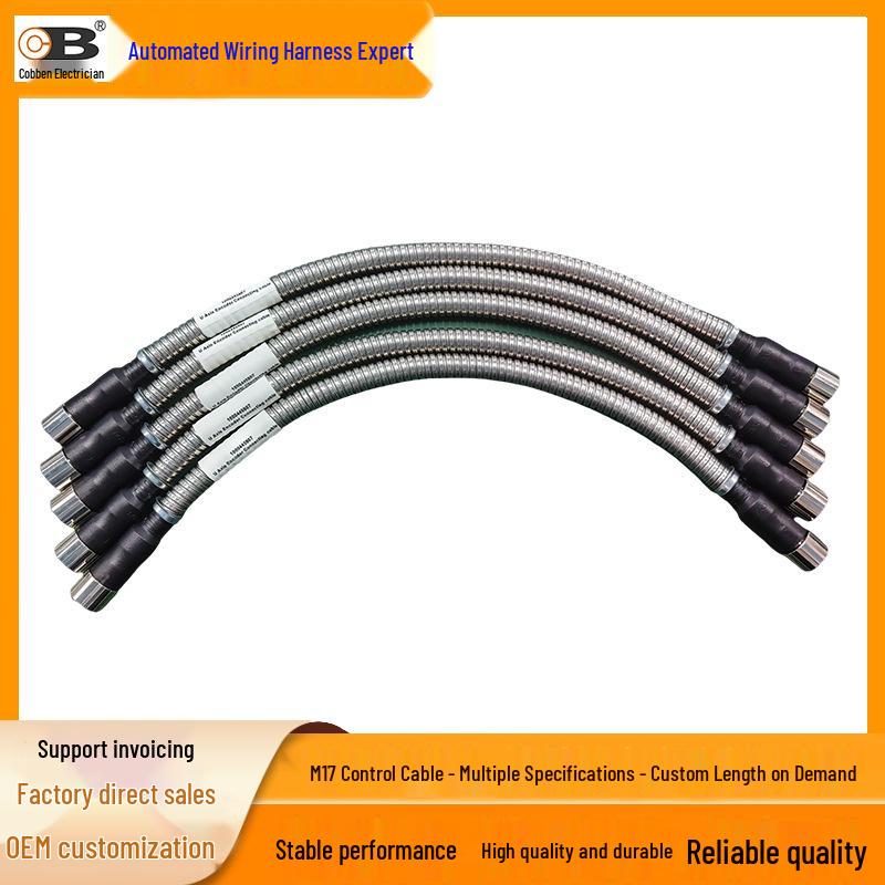 M17 Injection Molded Connector with Wear-Resistant, 7/8/17-Core Waterproof Control Signal Cable & Explosion-Proof Metal Tube