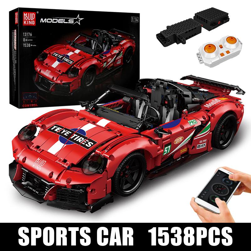 MOULD KING 13176 Технический автомобиль с дистанционным управлением, спортивный автомобиль, строительные блоки, игрушки, Technoloy, супер гоночный автомобиль, модельные наборы, подарок для мальчиков