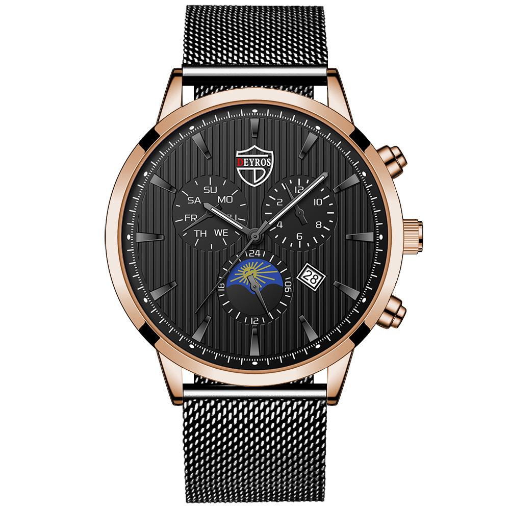 Men'S Stainless Steel Fashion Luminous Calendar Watch Quartz Watch
