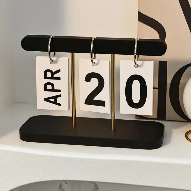 Light Luxury Flip Calendar Desk Calendar Decoration Home Living Room Entrance Hall Office Desk Wine Cabinet Decoration