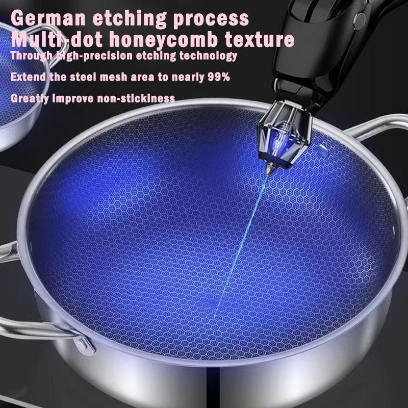 410 Нержавеющая сталь Кастрюля для супа Сковорода Вок Сковорода с сотовым дном Антипригарное покрытие Индукционная плита Газовая плита Сковорода общего назначения 28/30 см