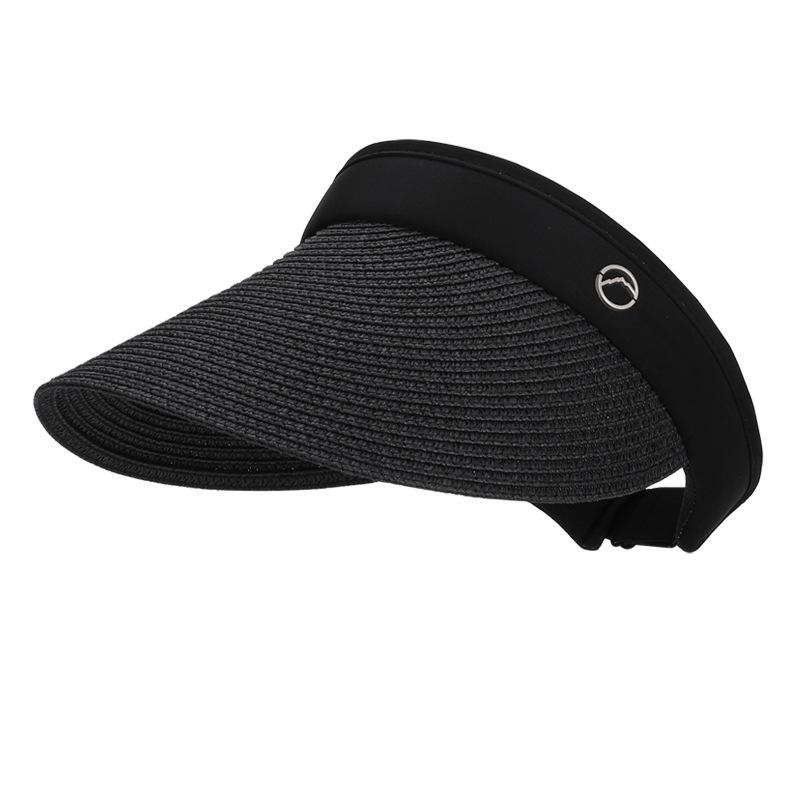 Летняя шляпа от солнца, солнцезащитная шляпа, крутая соломенная шляпа, детская уличная широкополая соломенная шляпа, универсальная модная шляпа-лента, шляпа с открытым верхом