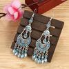 2T Jewelries Bohemian Women Rhinestone Crescent Moon Long Fringe Hook Earrings Jewelry Gift