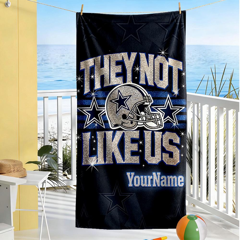 Dallas Customize Text Beach Towel High Absorbency & Quick-Dry Ideal for Travel Outdoor Swim Pool Yoga Surf Camping Hiking Gym Gift Holiday