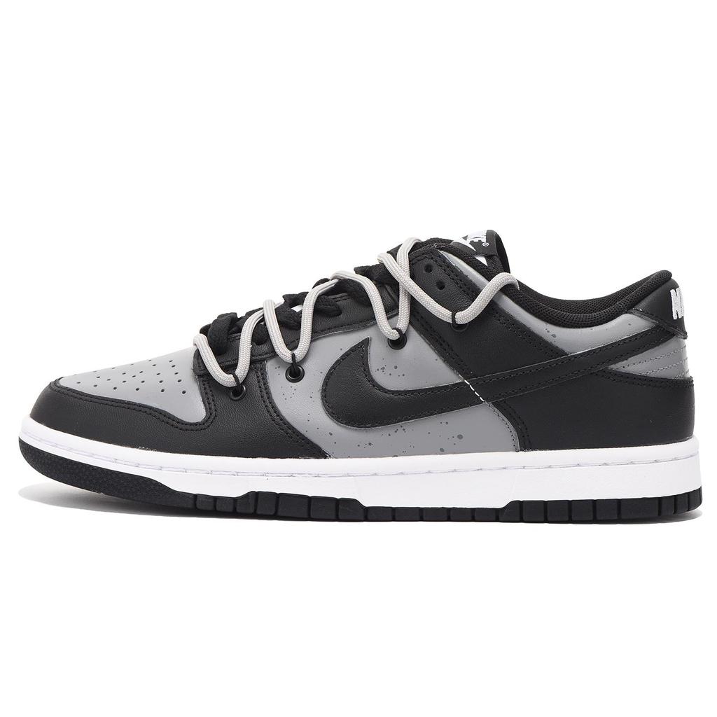 Nike Кроссовки Dunk Leather, Защита, Ударопрочность, Износостойкость, Низкие, Для скейтбординга, Детские, Черный Серый CW1590-100(Команда59 - SBOX)