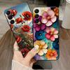 Чехол с мультяшным цветочным узором для Samsung Galaxy A23 A53 A24 A55 A35 A22 A52 A32 A41 A51 A73 A36 A26 A72 A25 A71 Черный Мягкий Телефон