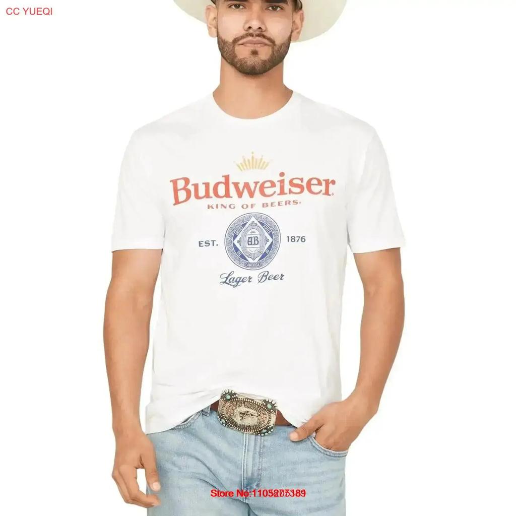 Мужская футболка Buckwear Budweiser 2334 винтажная стираная эластичная повседневная мужская уличная одежда универсальная с принтом винтажная стираная