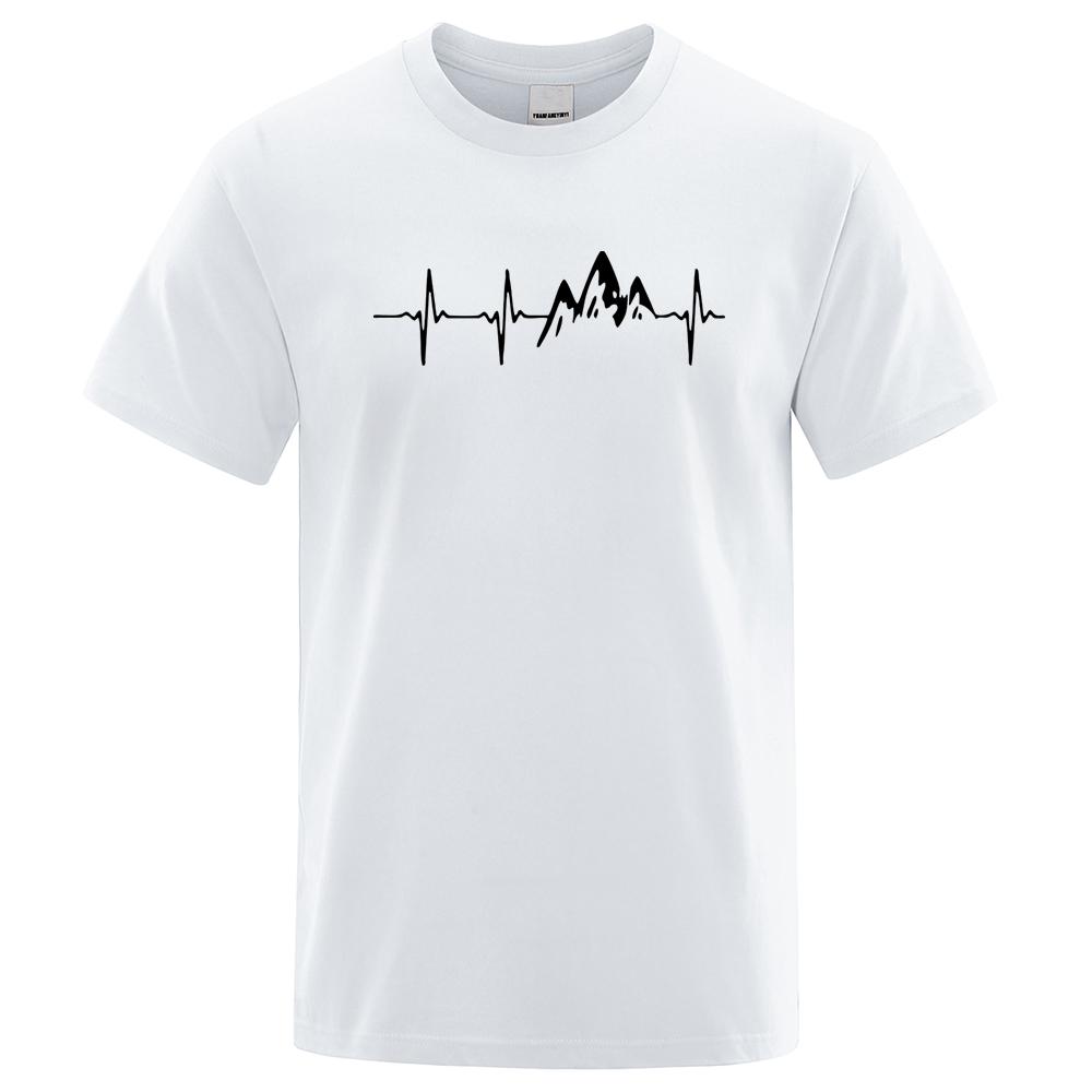 Mountain Ecg T Shirt Summer Men Women Short Sleeve T-Shirt Funny Harajuku Clothing Electrocardiogram Tshirt