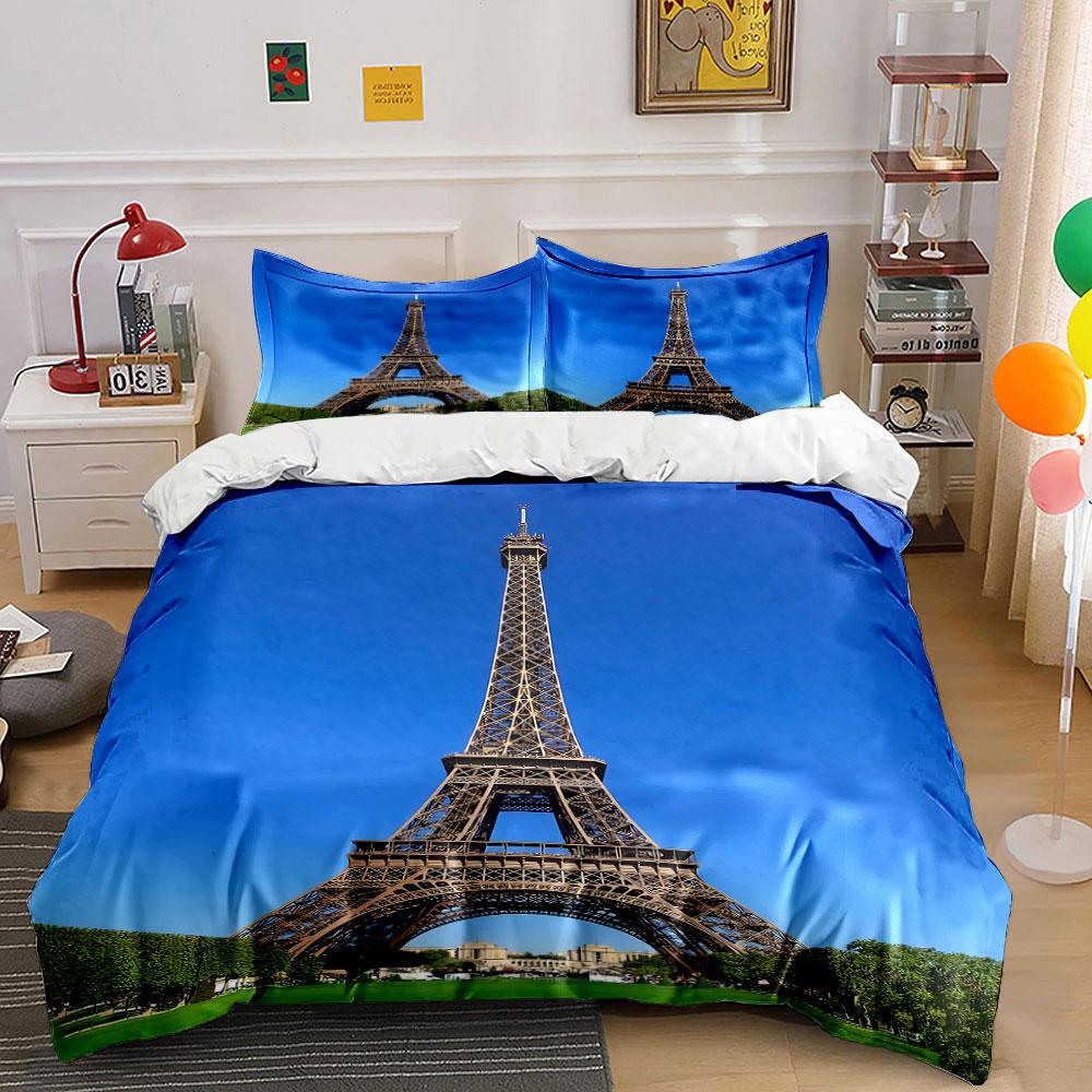 Eiffel Tower with sky. Bedding sets Duvet cover sets Duvet covers Pillowcases(1* Duvet Cover 2* Pillowcases without duvet insert)